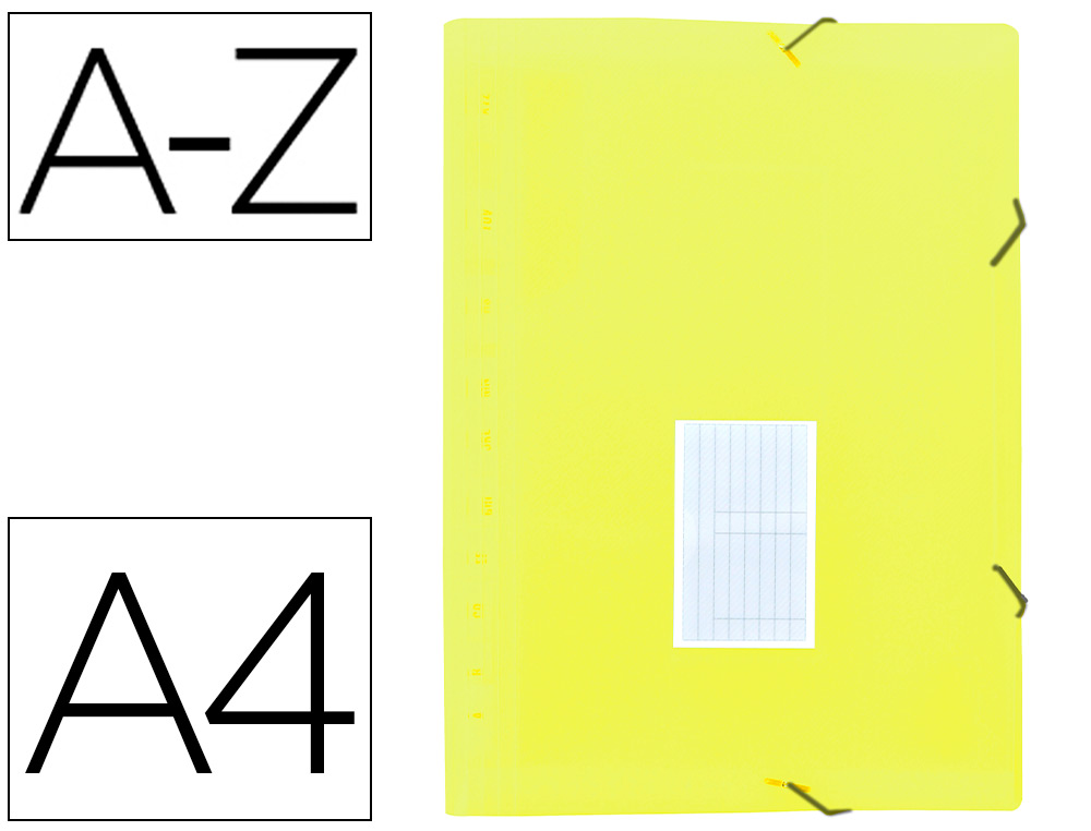 Carpeta clasificadora 13 departamentos Liderpapel A4 polipropileno amarillo flúor